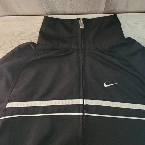 🛍Nike Full Zip Black White Striped Athletic Jacket Mens Size Medium - Picture 8 of 10